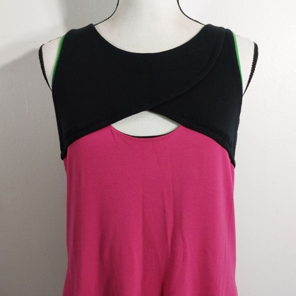 Cynthia Cynthia Steffe Black Pink Green Color Block Knit Sheath Dress Size S - Picture 2 of 9